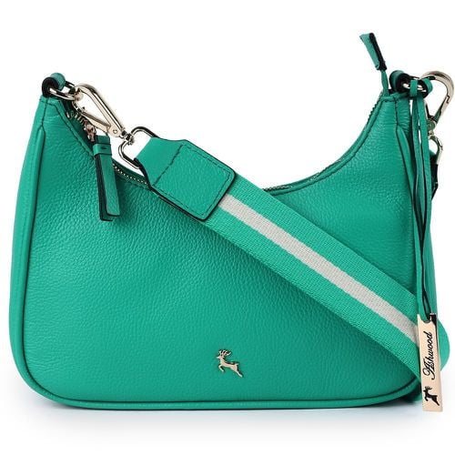 Apos;Bella Toscana&apos; Real Leather Crossbody Bag with Webbing Strap: 64296 Gumdrop Green NA - Ashwood Handbags - Modalova