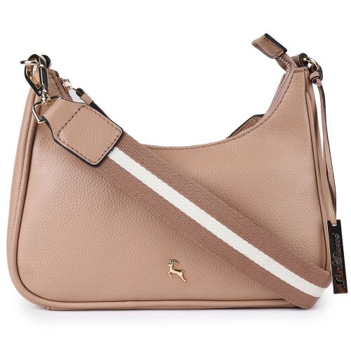 Apos;Bella Toscana&apos; Real Leather Crossbody Bag with Webbing Strap: 64296 Parafin NA - Ashwood Handbags - Modalova