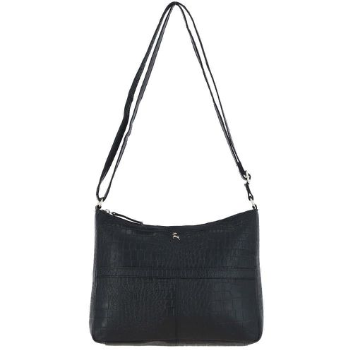 Simonetta' Croc Print Real Leather Shoulder Bag: BC4 Black NA - Ashwood Handbags - Modalova