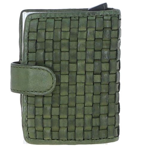 La Perfetto' Metal & Woven Leather Card Wallet Case: D-10W Green NA - Ashwood Handbags - Modalova