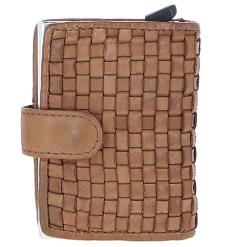 La Perfetto' Metal & Woven Leather Card Wallet Case: D-10W Taupe NA - Ashwood Handbags - Modalova