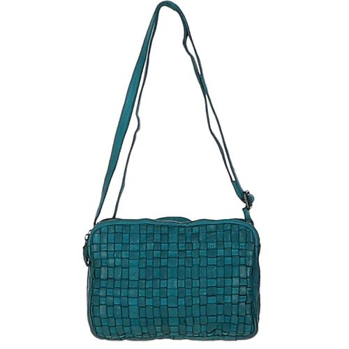 Three Section Vintage Woven Leather Shoulder Bag: D-71 Turquoise NA - Ashwood Handbags - Modalova