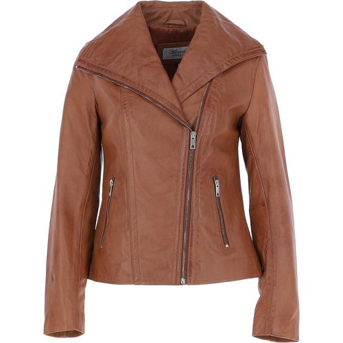 Isabella' Ladies Leather Wide Collar Biker Jacket: Universal Tan 14 - Ashwood Handbags - Modalova