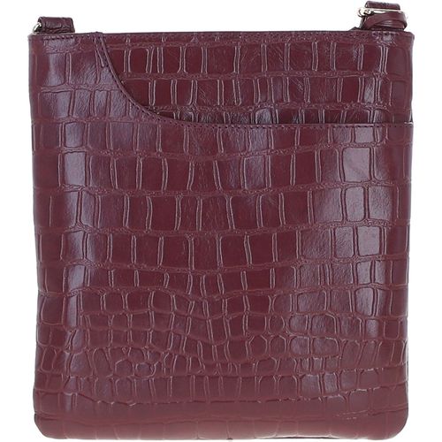 Ashwood Curve Zip Top Leather Cross Body Bag Croc: CURVE Burgundy/croc NA - Ashwood Handbags - Modalova