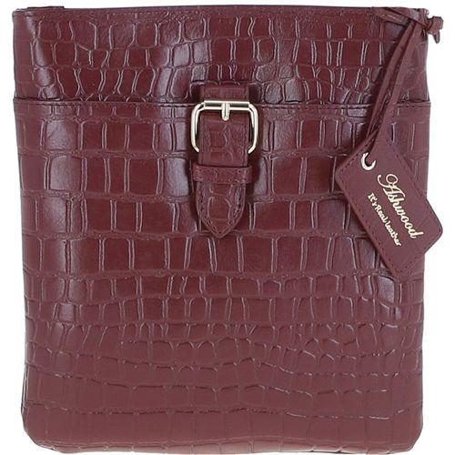 Womens Small Zip Top Leather Cross Body Bag: TAB Aubergine/croc NA - Ashwood Handbags - Modalova