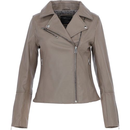 Chiara' Ladies Mandarin Collar Leather Biker Jacket: AWL-80 Biscuit 18 - Ashwood Handbags - Modalova