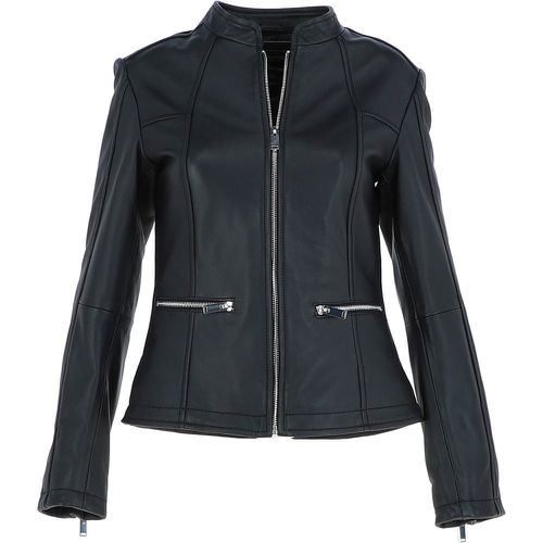 Chiara' Ladies Mandarin Collar Leather Biker Jacket: AWL-265 Black 16 - Ashwood Handbags - Modalova