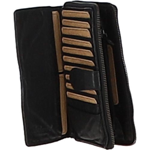 Vintage Woven Leather Zip Around 22 Card Coin Note Purse: D-84 Black NA - Ashwood Handbags - Modalova