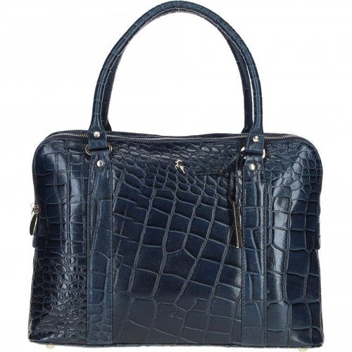 Three Section Large Veggie Tanned Leather Bag: Gina Navy/croc NA - Ashwood Handbags - Modalova