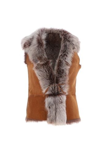 Apos;Kashmina&apos; Reversible Toscana Real Sheepskin Suede Leather Gilet: KB-42 Brown 14 - Ashwood Handbags - Modalova