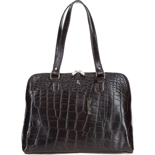 Apos;Riviera Chic&apos; Real Leather Bag: 22-064/R Brown/Croc NA - Ashwood Handbags - Modalova