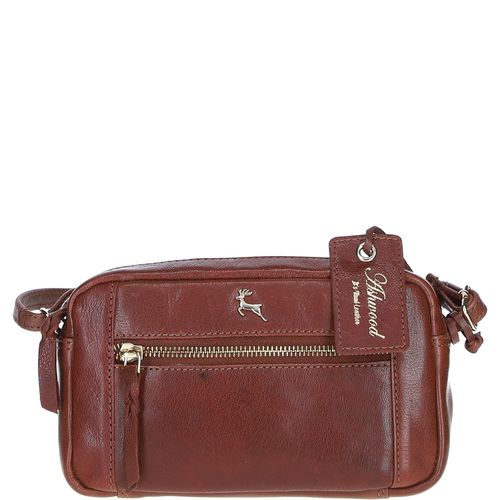 Leather Crossbody Bag with Adjustable Strap: Audrey Brown NA - Ashwood Handbags - Modalova