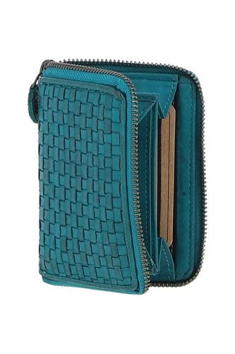 Vintage Woven Leather Zip Around 6 Card Coin Purse: D-80 Turquoise NA - Ashwood Handbags - Modalova