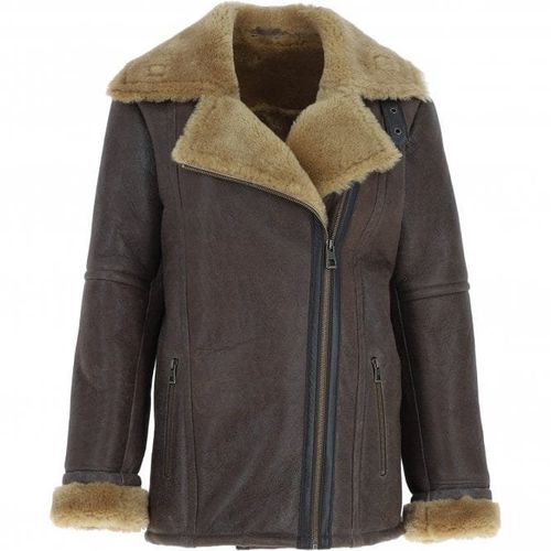 Oversized Sheepskin Aviator Jacket: KB-680 Camel Antique 10 - Ashwood Handbags - Modalova