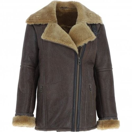 Oversized Sheepskin Aviator Jacket: KB-680 Camel Antique 14 - Ashwood Handbags - Modalova