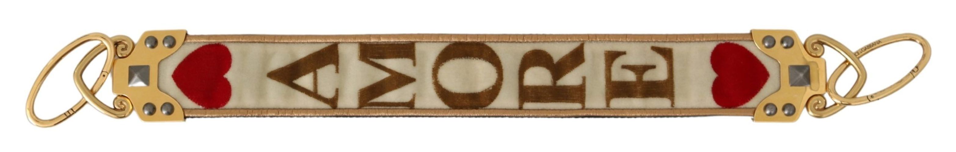 White Textile Leather AMORE Shoulder Women's Strap - Dolce & Gabbana - Modalova
