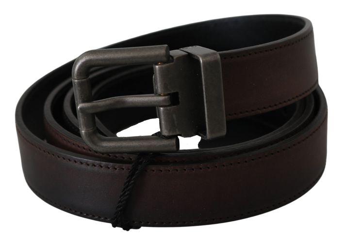 Solid Leather Gray Buckle Men's Belt - Dolce & Gabbana - Modalova