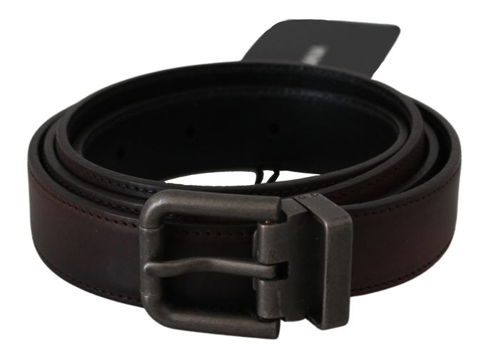 Solid Leather Gray Buckle Men's Belt - Dolce & Gabbana - Modalova