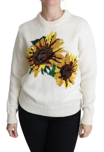 Floral Wool Pullover Sunflower Women's Sweater - Dolce & Gabbana - Modalova