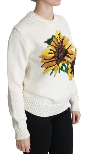 Floral Wool Pullover Sunflower Women's Sweater - Dolce & Gabbana - Modalova