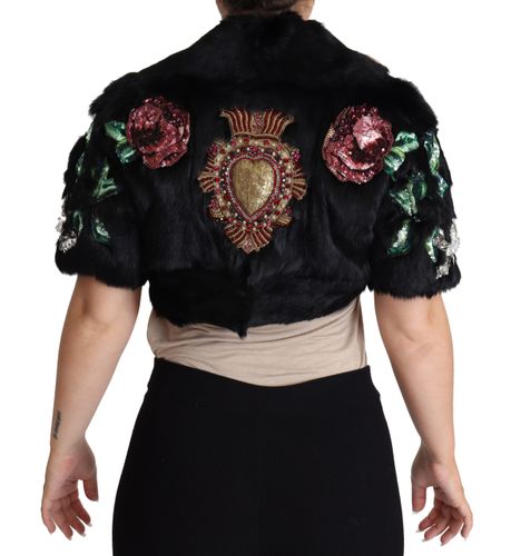 Rabbit Fur Crystals Sequin Women's Coat - Dolce & Gabbana - Modalova