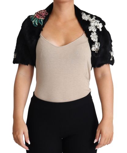 Rabbit Fur Crystals Sequin Women's Coat - Dolce & Gabbana - Modalova