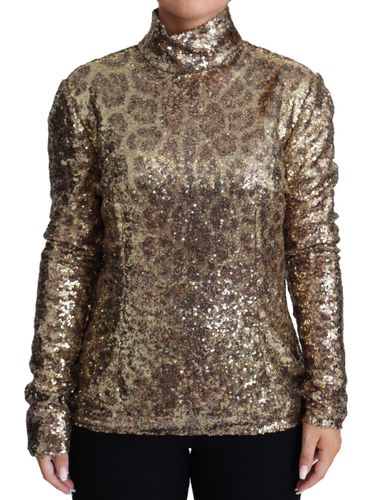 Leopard Fit Turtleneck Sequin Women's Sweater - Dolce & Gabbana - Modalova