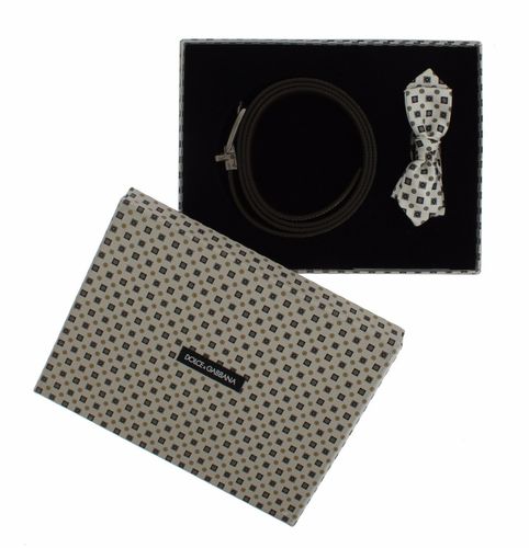 Silk Bowtie Leather Men Belt Gift Men's Box - Dolce & Gabbana - Modalova