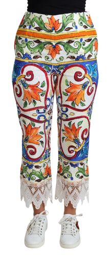 Majolica Print Trouser Cotton Women's Pants - Dolce & Gabbana - Modalova