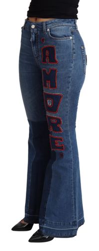 Amore Patch Boot Cut Cotton Stretch Women's Pant - Dolce & Gabbana - Modalova