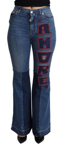Amore Patch Boot Cut Cotton Stretch Women's Pant - Dolce & Gabbana - Modalova