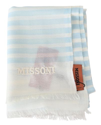 White Lined Cashmere Unisex Wrap Men's Scarf - Missoni - Modalova