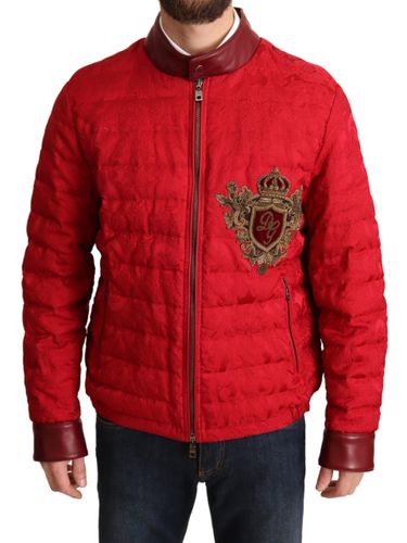 Brocade Bomber Gold Crown Logo Coat Men's Jacket - Dolce & Gabbana - Modalova