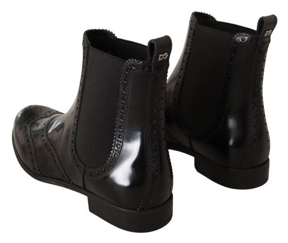 Leather Ankle High Flat Boots Women's Shoes - Dolce & Gabbana - Modalova