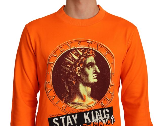 King Ceasar Cotton Pullover Men's Sweater - Dolce & Gabbana - Modalova