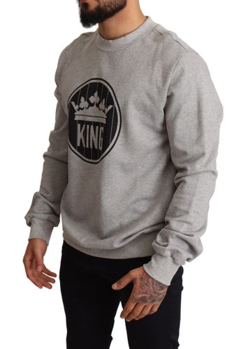Crown King Print Cotton Men's Sweater - Dolce & Gabbana - Modalova
