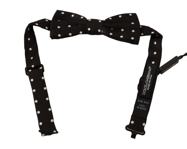 White Polka Dot Silk Adjustable Neck Papillon Bow Men's Tie - Dolce & Gabbana - Modalova
