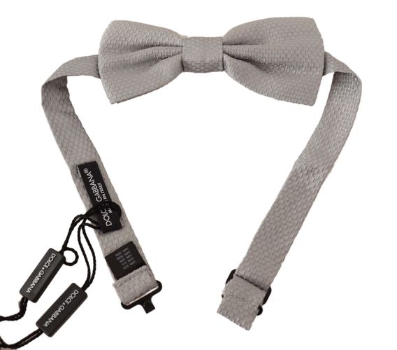 Silver 100% Silk Adjustable Neck Papillon Bow Men's Tie - Dolce & Gabbana - Modalova