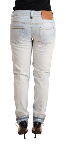Distressed Cotton Folded Hem Denim Trouser Women's Jeans - Acht - Modalova