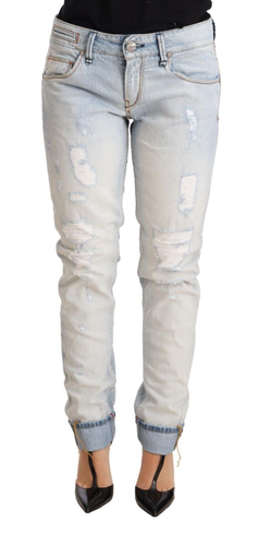 Distressed Cotton Folded Hem Denim Trouser Women's Jeans - Acht - Modalova