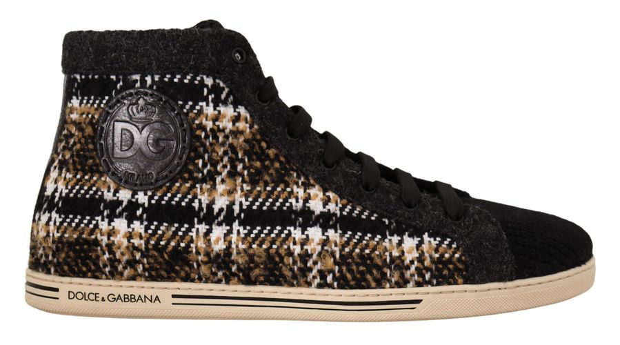 Brown Wool Cotton High Top Men's Sneakers - Dolce & Gabbana - Modalova