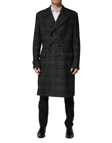 Double Breasted Plaid Wool Coat Men's Jacket - Dolce & Gabbana - Modalova