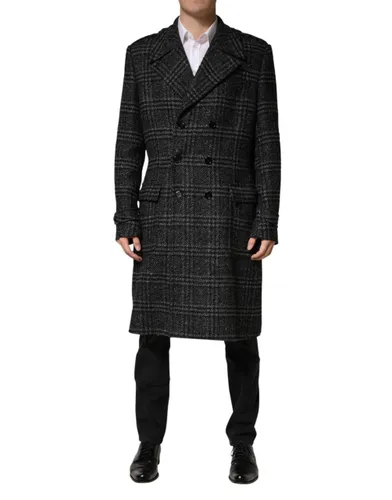 Double Breasted Plaid Wool Coat Men's Jacket - Dolce & Gabbana - Modalova