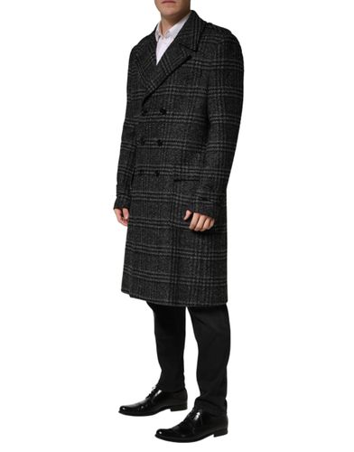 Double Breasted Plaid Wool Coat Men's Jacket - Dolce & Gabbana - Modalova