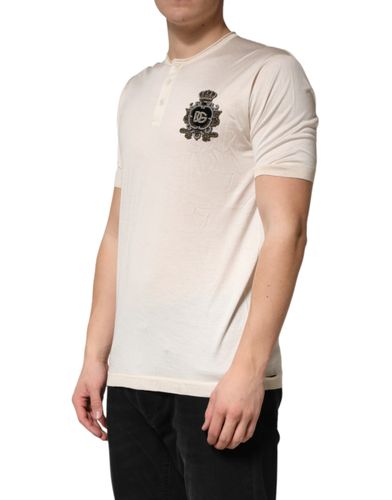 Off Silk Logo Patch Men Henley Men's T-shirt (Pre-Owned) - Dolce & Gabbana - Modalova