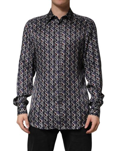 Patterned Collared GOLD Men Dress Men's Shirt - Dolce & Gabbana - Modalova