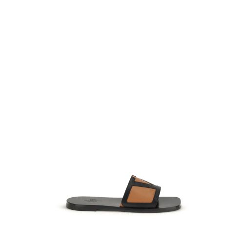 Calf Leather Bos Taurus Flat Men's Sandals - Valentino Garavani - Modalova