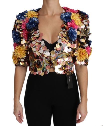 Crystal Sequined Floral Jacket Women's Coat - Dolce & Gabbana - Modalova
