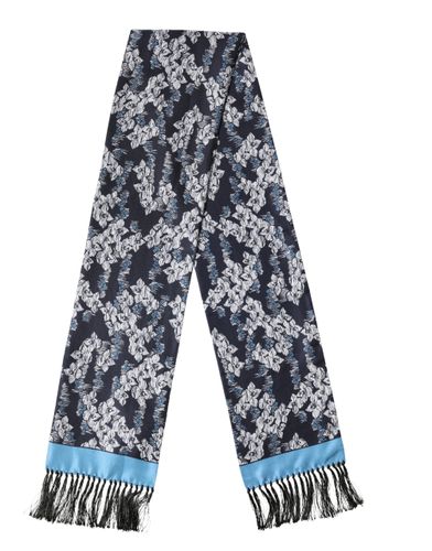 Black Blue Silk Floral Pattern Fringe 140cm x 16cm Men's Scarf (Pre-Owned) - Dolce & Gabbana - Modalova