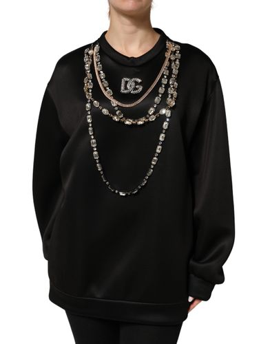 Embellished Logo Crystal Sweatshirt Women's Top (Pre-Owned) - Dolce & Gabbana - Modalova